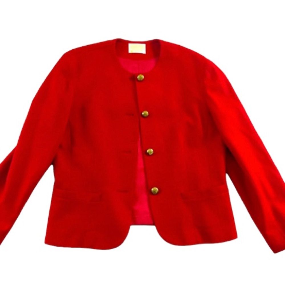 Pendleton Women’s Large Red Blazer Jacket With Go… - image 1